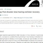 Shealing: Post‐disaster Slow Healing and Later Recovery