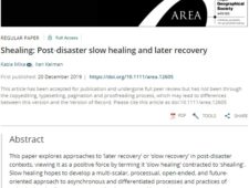 Shealing: Post‐disaster Slow Healing and Later Recovery Shealing: Post‐disaster Slow Healing and Later Recovery